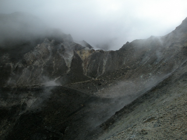 Clouds moving into the crater