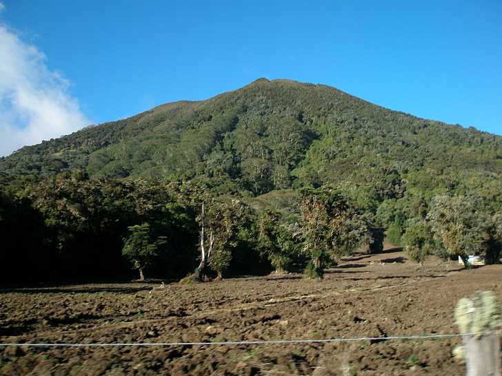 Fields used for agriculture on the slopes of the Turrialba volcano